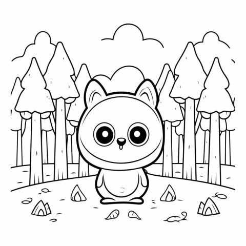 cute little fox in the forest vector illustration design vector