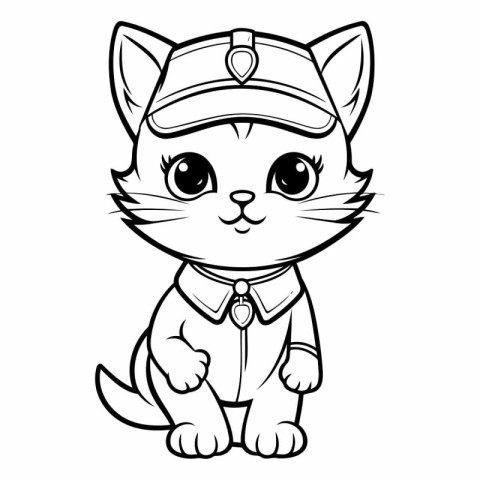 Black and White Cartoon Illustration of Cute Cat Animal Characte