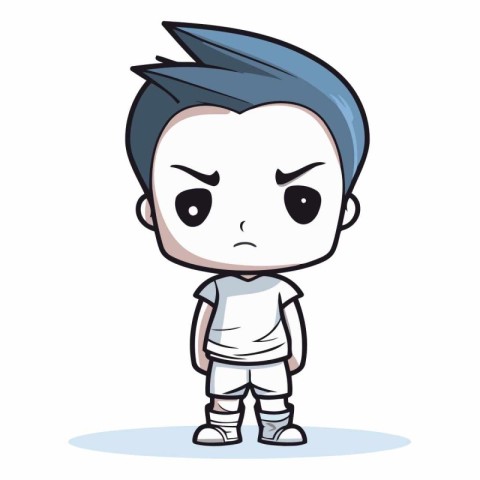 Angry little boy cartoon. Colorful character.