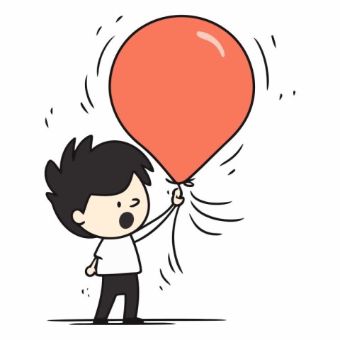 Man holding balloon. Cartoon vector illustration of man holding