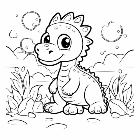 Coloring book for children: dinosaur in the park