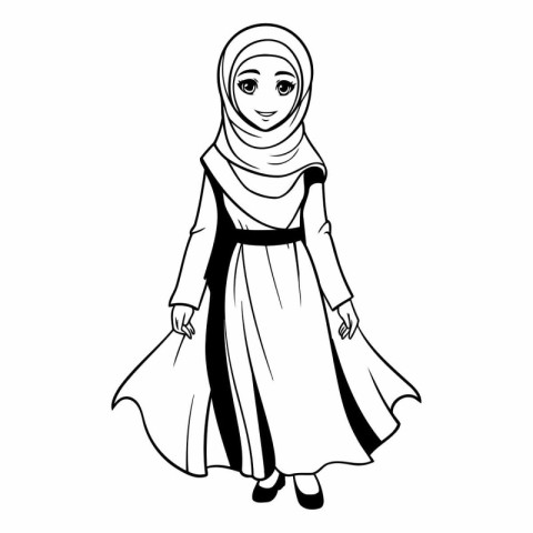 Arabic woman in traditional clothes in cartoon style.