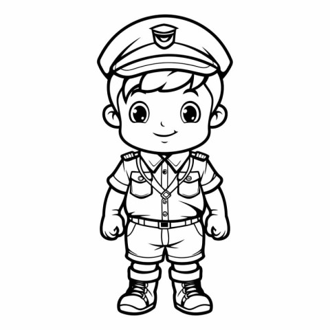 Coloring Page Outline Of Cartoon Army Soldier Character Vector I