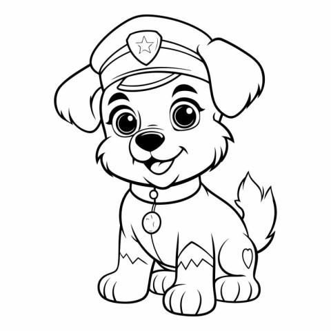 Coloring book for children: dog in a police cap