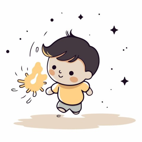 Illustration of a Kid Playing with a Star Around His Head.