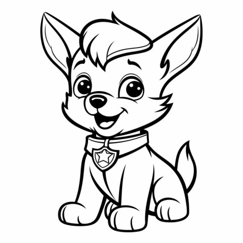 Black and White Cartoon Illustration of Cute Puppy Dog Animal Ch