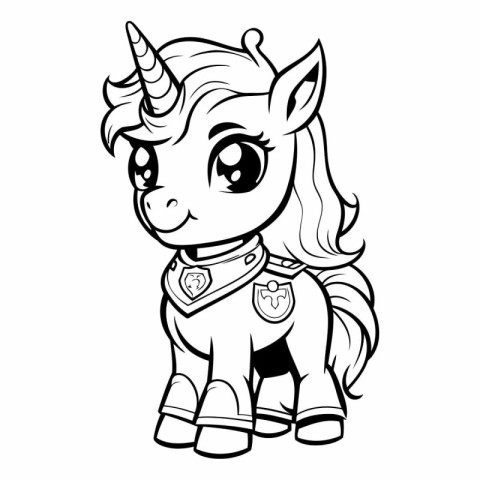 Unicorn - black and white vector illustration for coloring book.