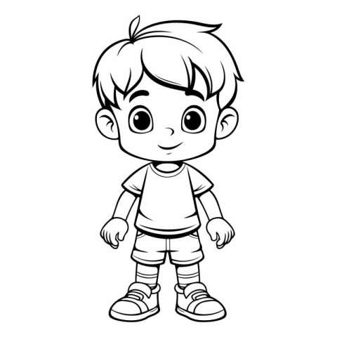 Cute little boy cartoon on white background vector illustration