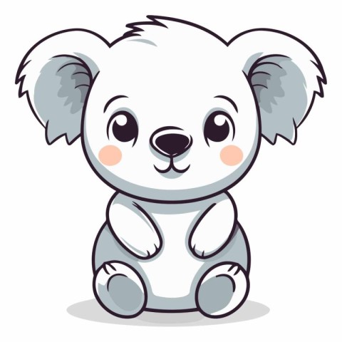 Cute koala sitting on white background. Vector cartoon illustrat