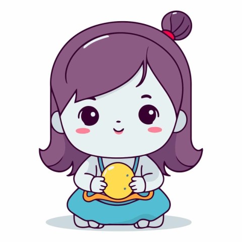 Cute little girl holding a yellow easter egg.