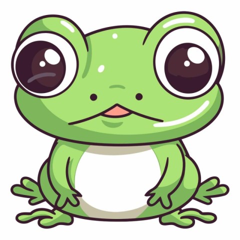 Cute cartoon frog isolated on a white background.