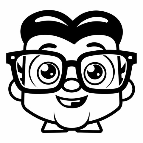 Geeky boy with glasses. illustration on white background. vector