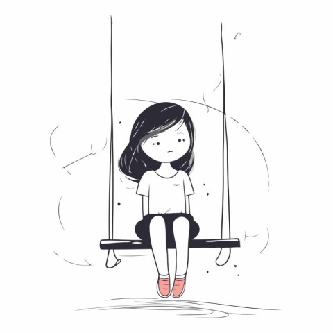 Girl sitting on a swing of a girl on a swing.