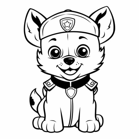 Cute cartoon dog in police uniform. Vector clip art illustration