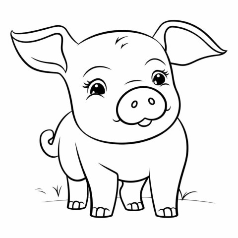 Coloring book for children: cute cartoon pig.