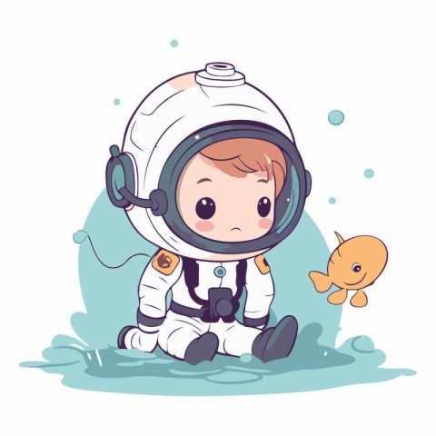 Cute little boy wearing astronaut costume of a cute little boy w