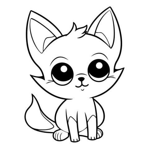 Cute cartoon cat. Coloring book for children.