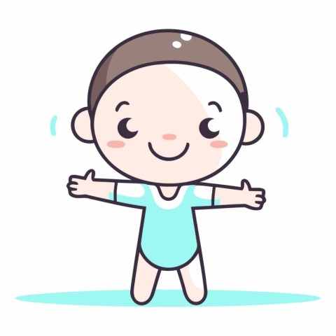 Cute Baby Boy Vector Illustration. Cartoon Baby Boy Character.