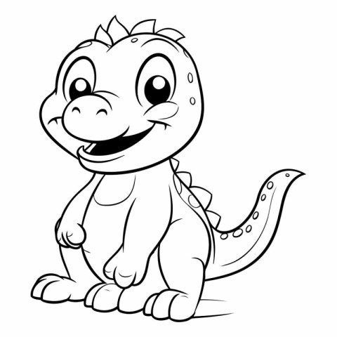 Illustration of Cute Dinosaur Cartoon Character Coloring Book fo