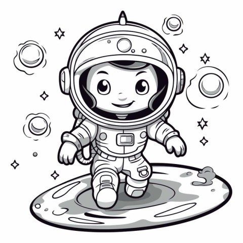 Cute cartoon astronaut in space for your design.