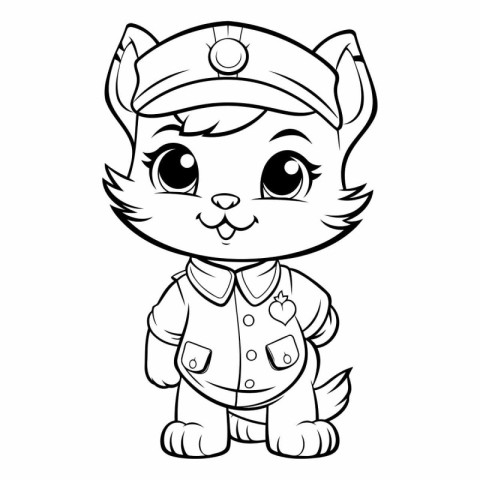 Black and White Cartoon Illustration of Cute Baby Cat Animal Cha
