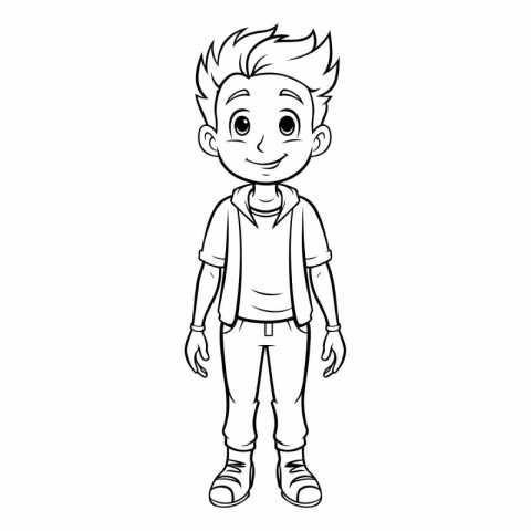 Vector Cartoon Illustration of Cute Boy or Kid Character for Col