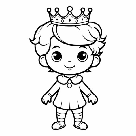 Cute Little Princess Coloring Book Page.