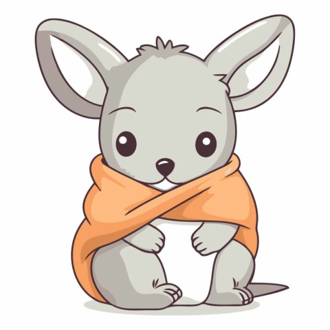 Rabbit in scarf isolated on a white background.