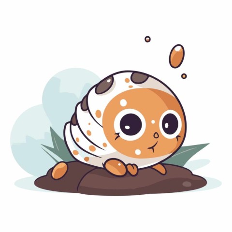 Illustration of a cute little crab sitting on a rock. Cute carto