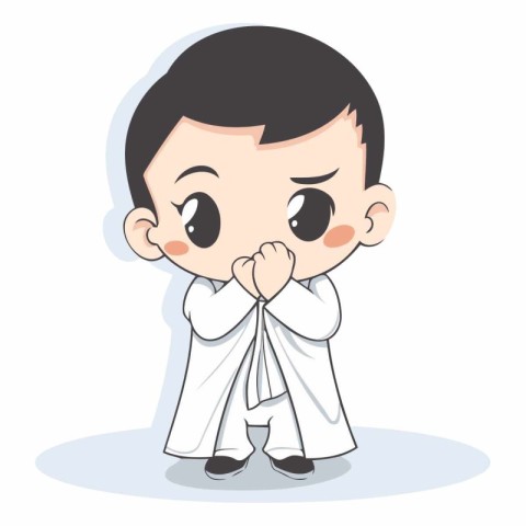 Karate boy cartoon vector illustration. Cartoon karate boy vecto