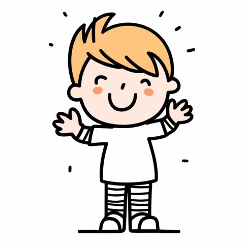 Cartoon happy little boy with arms outstretched.