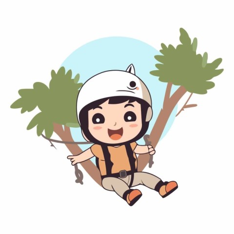 Boy in a helmet on a background of trees.