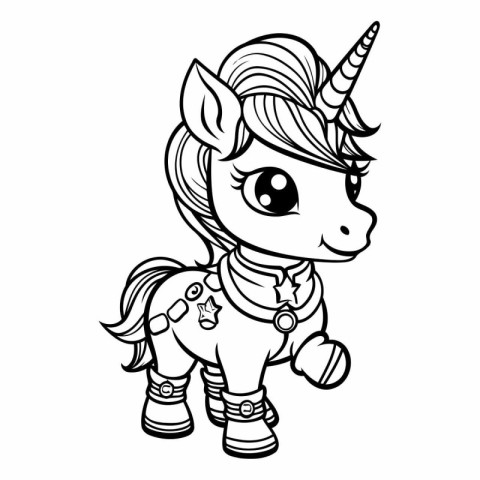 Unicorn. Black and white vector illustration for coloring book.