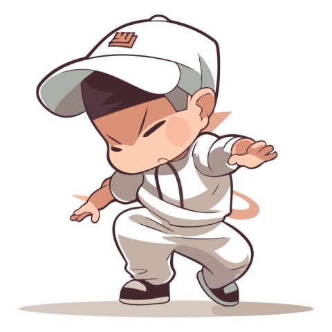 Illustration of a boy doing kung fu in a cap.