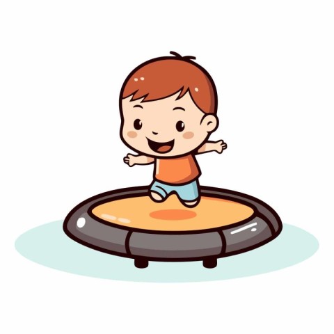 Cute little boy jumping on a trampoline.