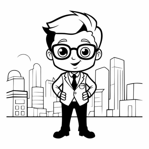 Businessman cartoon design eps 10. Black and white