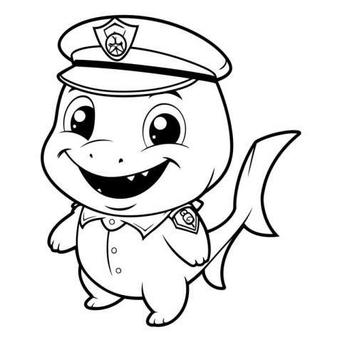 Illustration of a Cute Little Fish Policeman Mascot