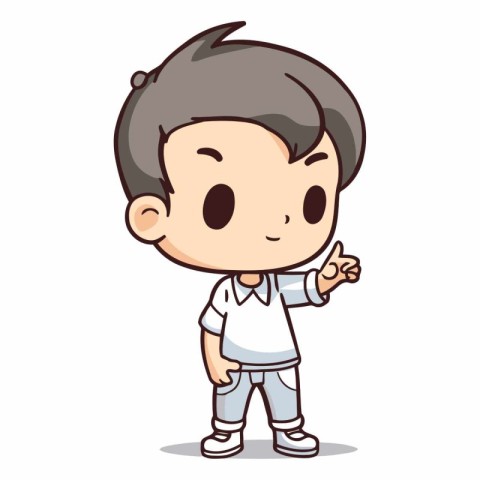 Cute little boy wearing casual clothes. Vector clip art illustra