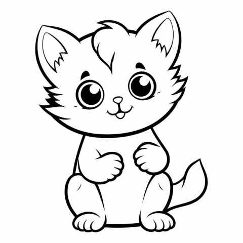 Cute Cartoon Cat - Coloring Book for Kids - Vector Illustration