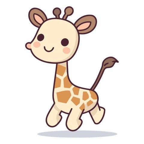 Cute cartoon giraffe isolated on white background.