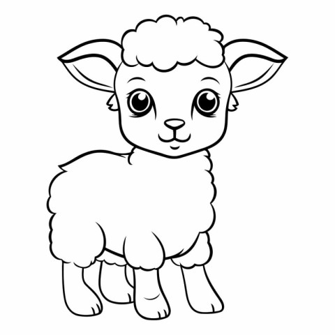 Coloring book for children: cute sheep. Cartoon style.