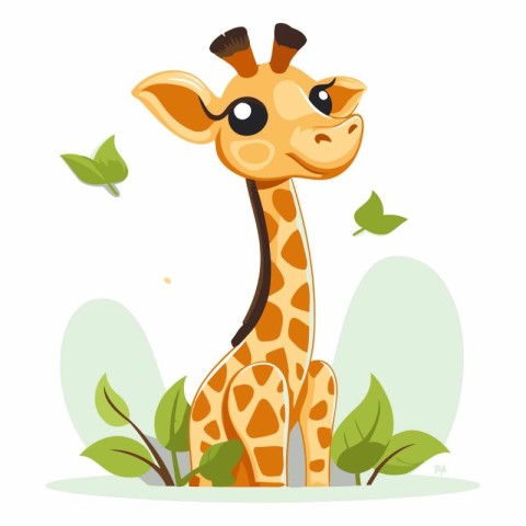 Cute cartoon giraffe in a flat style.