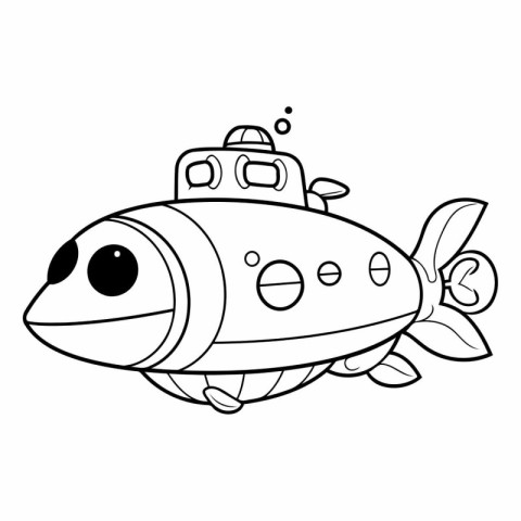 Coloring book for children: cute cartoon submarine.