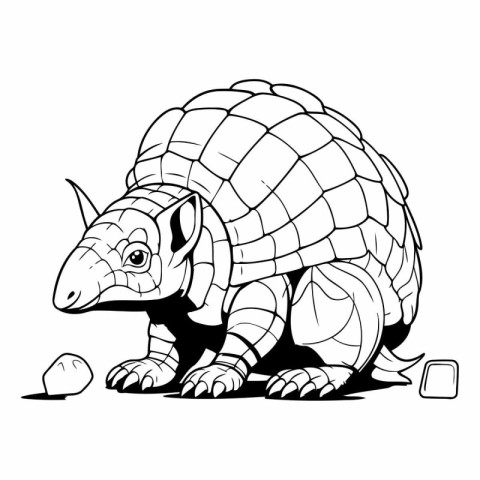 Cartoon vector illustration of an armadillo on a white backgroun