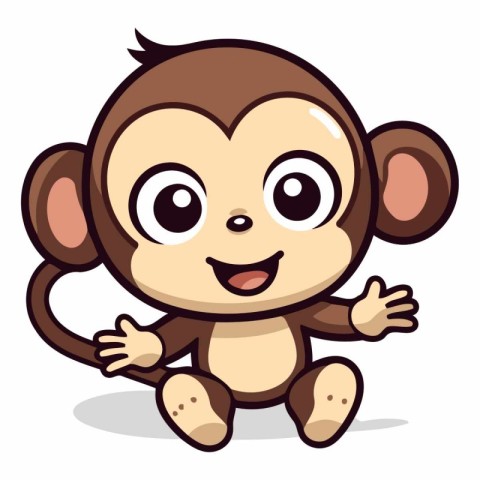 Cute monkey on white background. eps 10