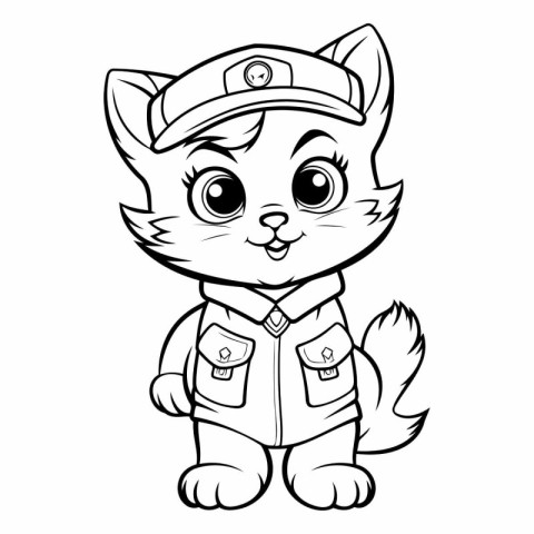 Cute Cartoon Cat Pilot Character Vector Illustration. Mascot Des