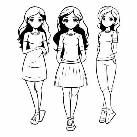 Fashion girls in sketch style of fashion girls.