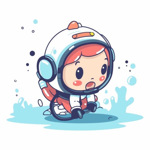 Cute little boy in space suit playing astronaut.