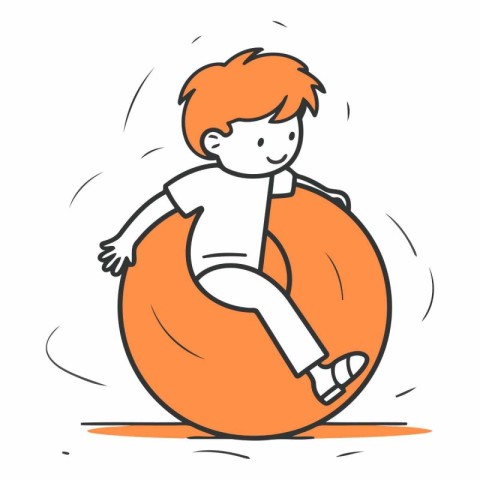 Boy sitting on a beanbag in doodle style.