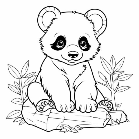 Coloring Page Outline Of a panda sitting on a log